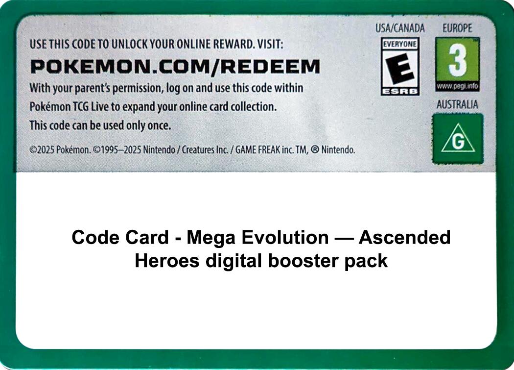 Code Card - Ascended Heroes Booster Pack ASC
