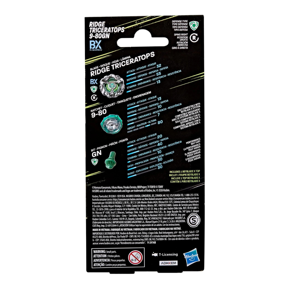 Beyblade X Ridge Triceratops 9-80GN BX Booster Pack