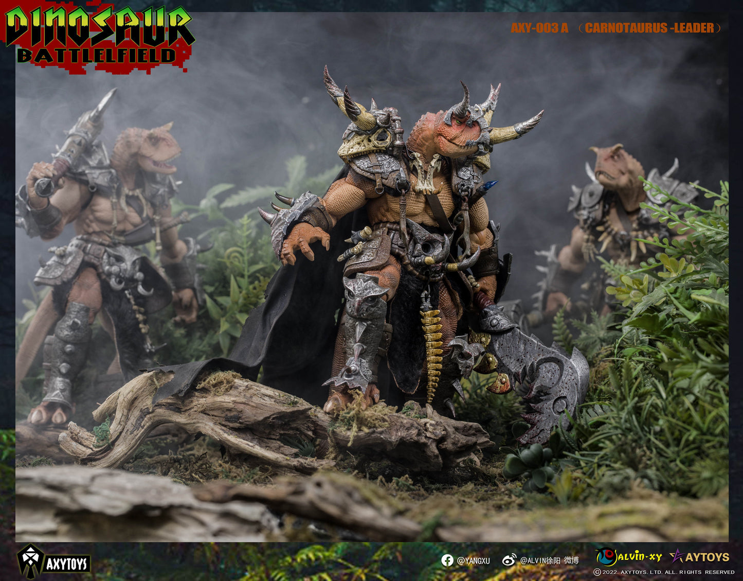 Dinosaur Battlefield Carnotaurus Leader - Orange - 1/12 Scale Figure