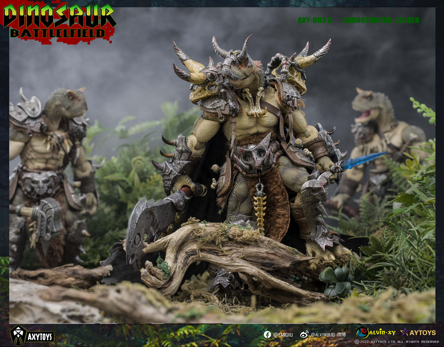 Dinosaur Battlefield Carnotaurus Leader - Green - 1/12 Scale Figure