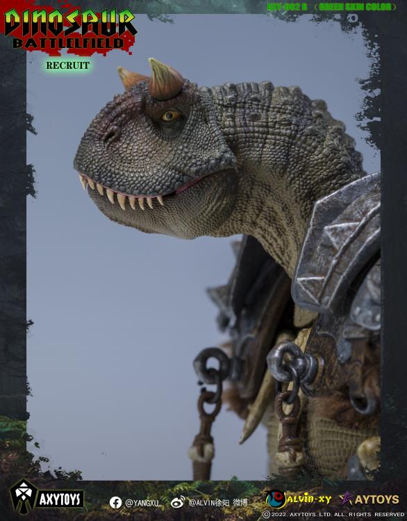 Dinosaur Battlefield Carnotaurus Warrior Recruit - Green - 1/12 Scale Figure