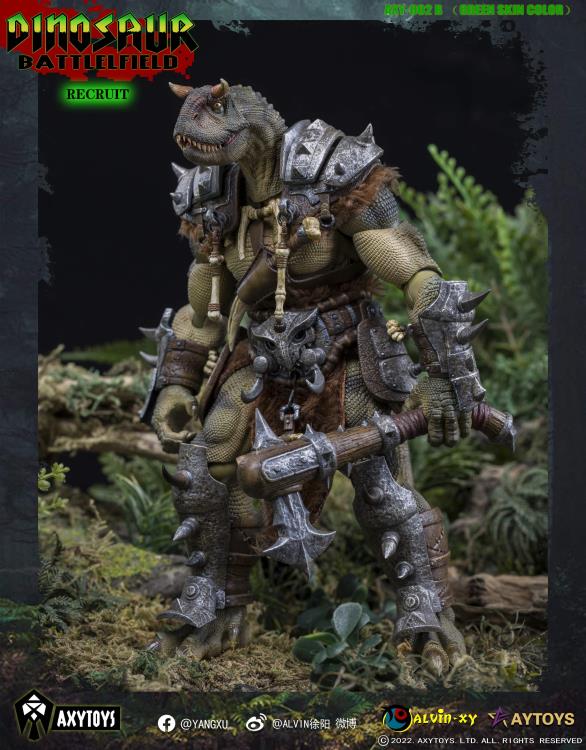 Dinosaur Battlefield Carnotaurus Warrior Recruit - Green - 1/12 Scale Figure