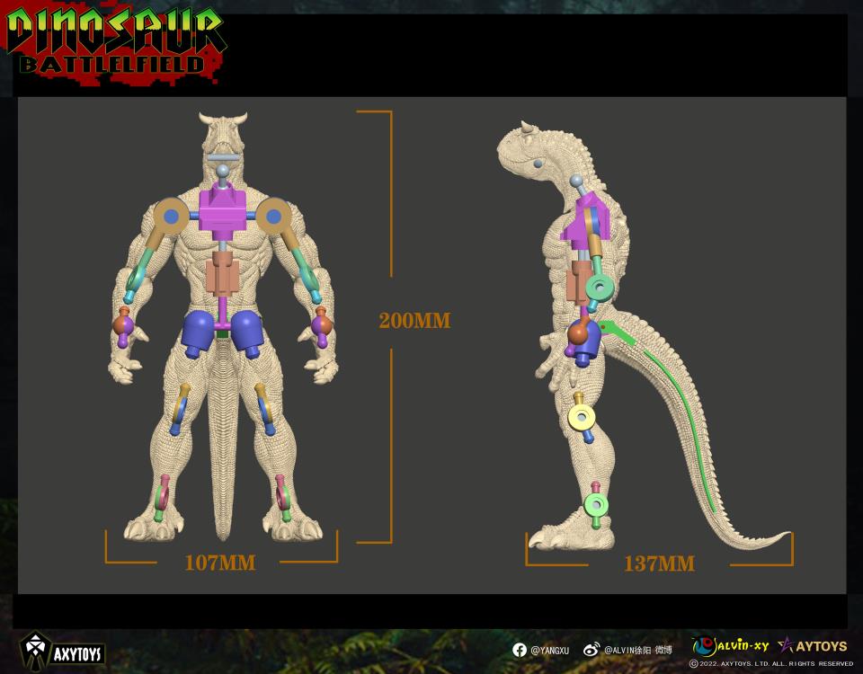 Dinosaur Battlefield Carnotaurus Warrior Recruit - Orange - 1/12 Scale Figure