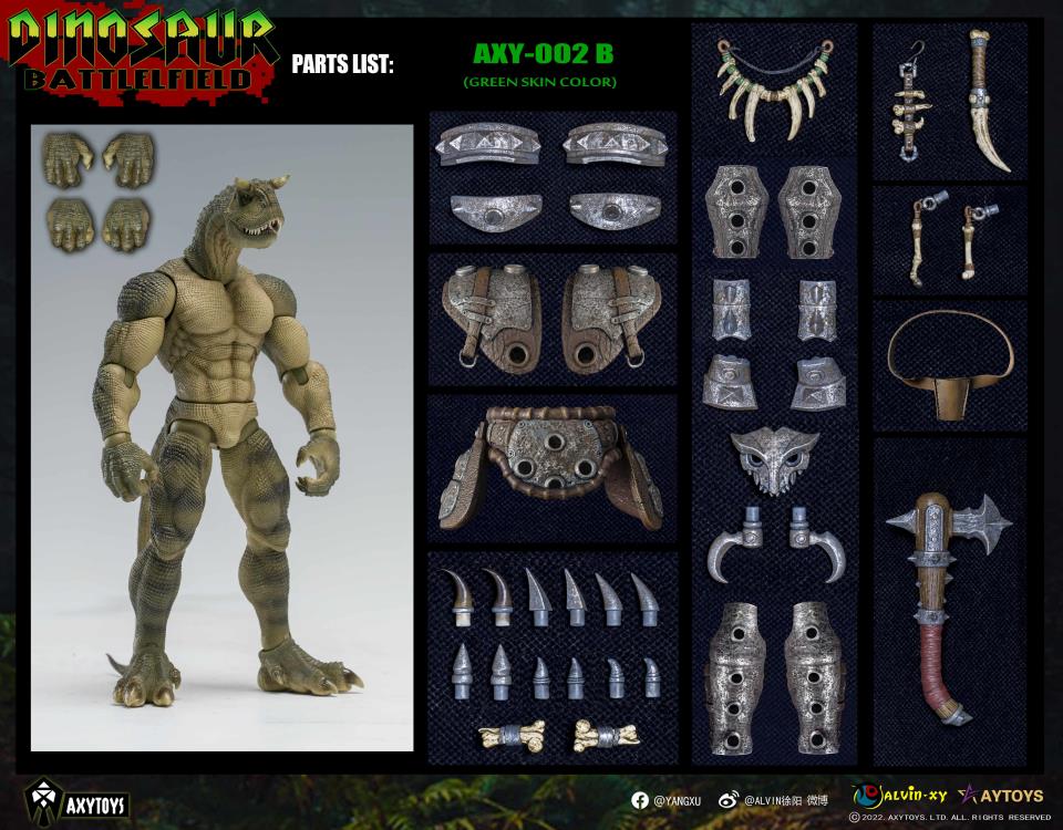 Dinosaur Battlefield Carnotaurus Warrior Recruit - Green - 1/12 Scale Figure