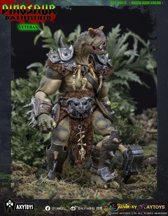 Dinosaur Battlefield Carnotaurus Warrior Veteran - Green - 1/12 Scale Figure