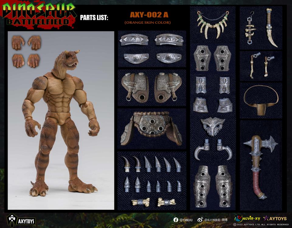 Dinosaur Battlefield Carnotaurus Warrior Recruit - Orange - 1/12 Scale Figure