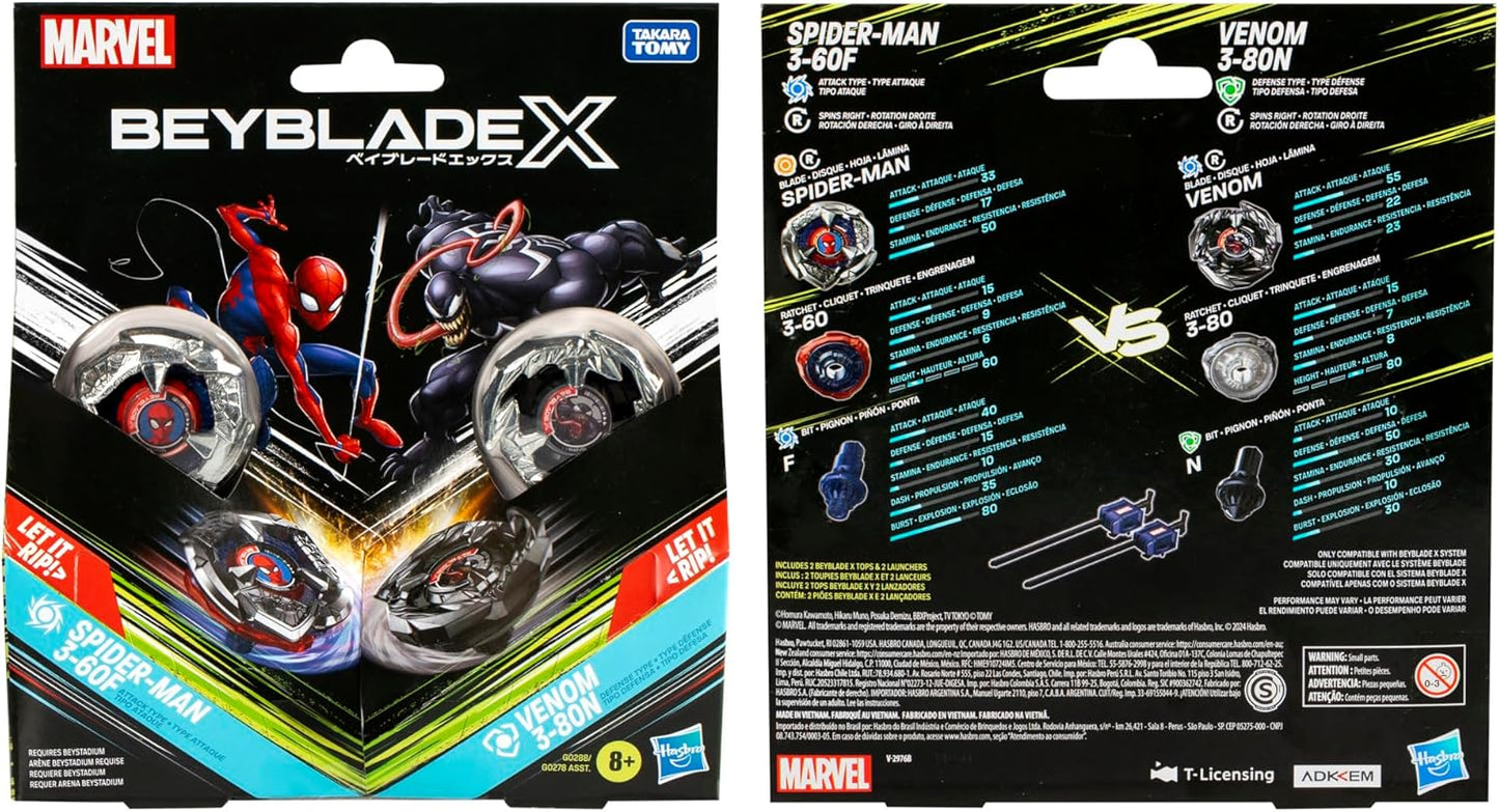 Beyblade X Marvel Collab Spider-Man 3-60F vs. Venom 3-80N Multipack Set - Exclusive