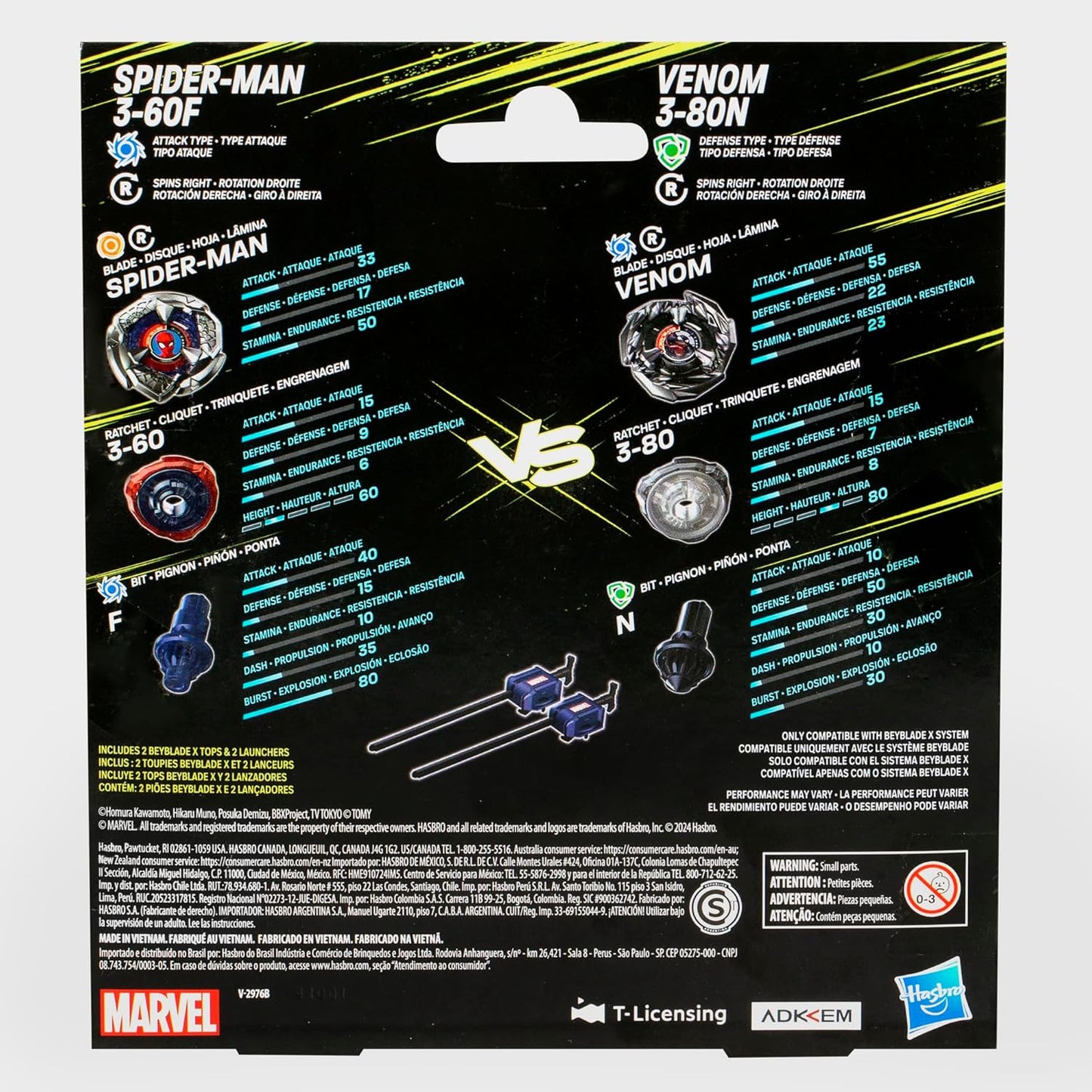Beyblade X Marvel Collab Spider-Man 3-60F vs. Venom 3-80N Multipack Set - Exclusive