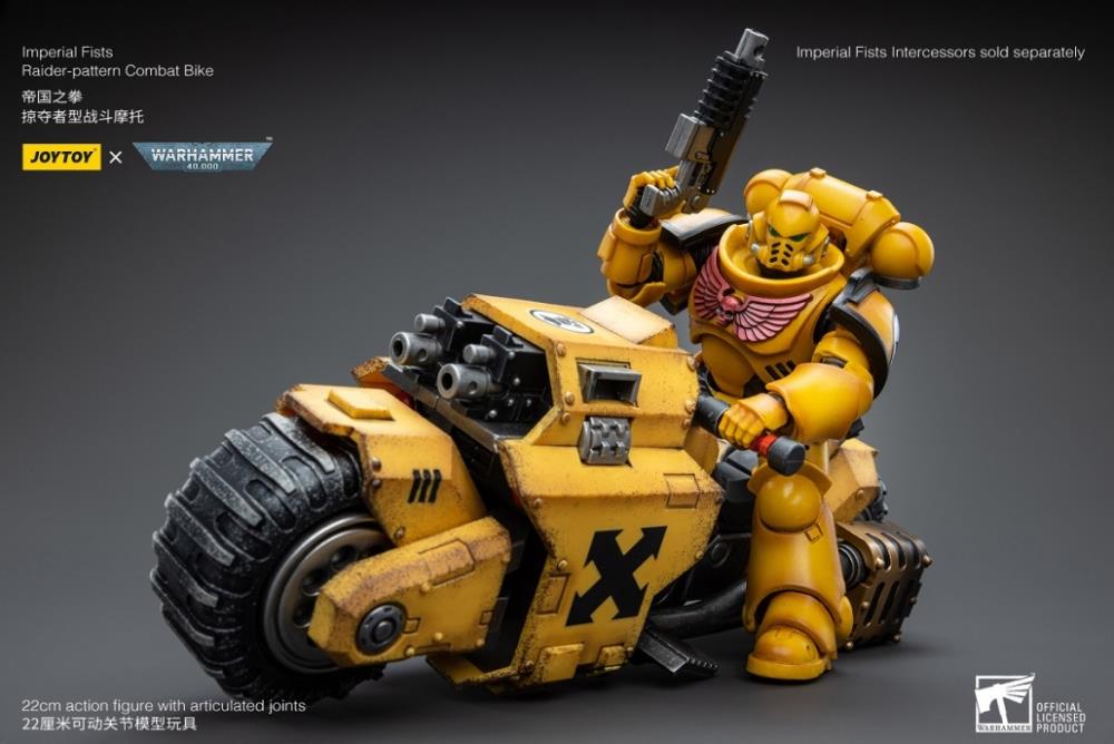 JoyToy - Warhammer 40k - Imperial Fists - Raider-Pattern Combat Bike 1/18 Scale Vehicle