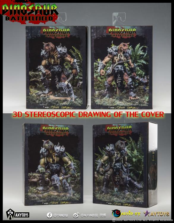 Dinosaur Battlefield Carnotaurus Warrior Veteran - Green - 1/12 Scale Figure