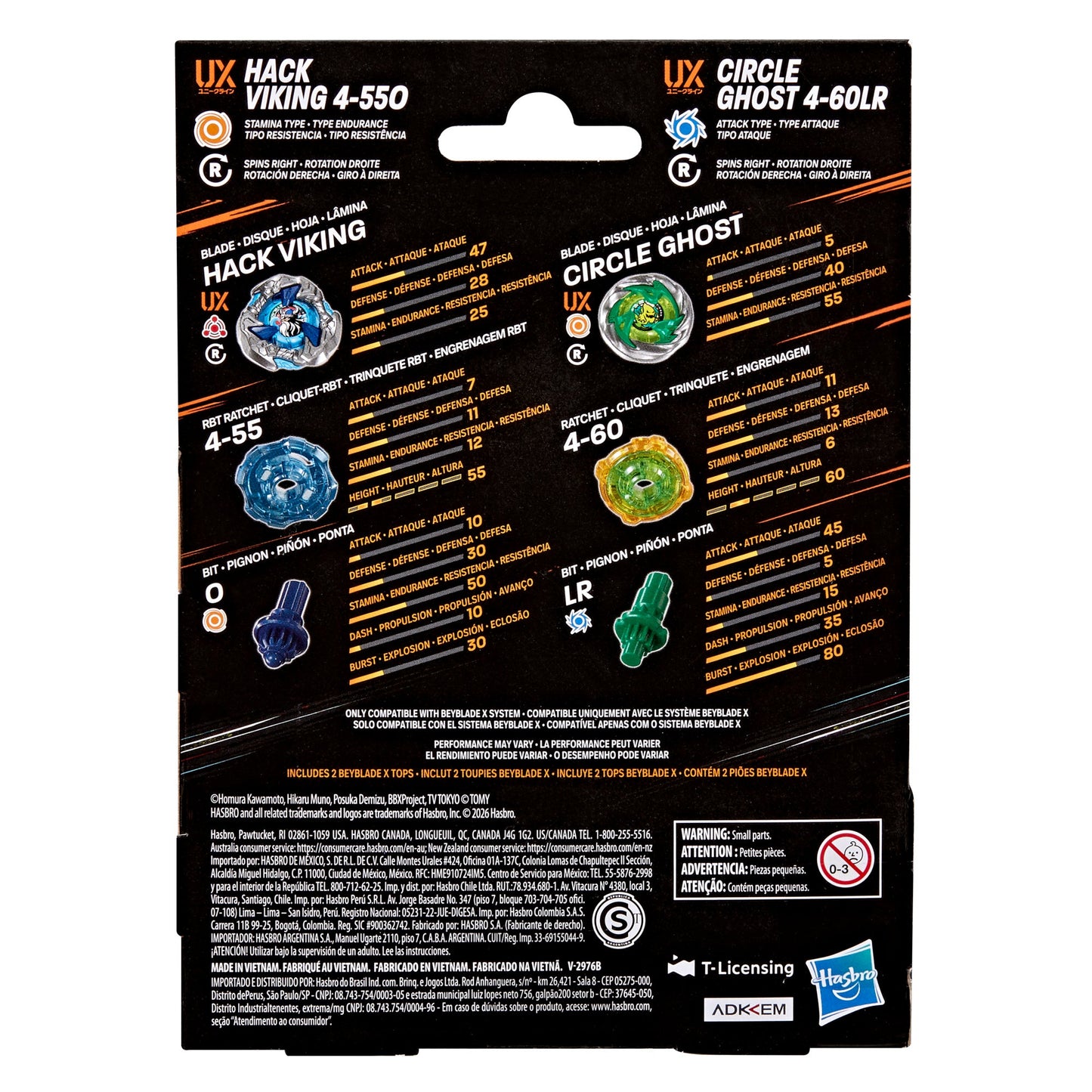 Beyblade X Circle Ghost 4-60LR UX & Hack Viking 4-55O UX Dual Pack Set