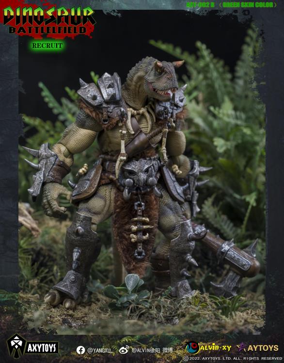 Dinosaur Battlefield Carnotaurus Warrior Recruit - Green - 1/12 Scale Figure