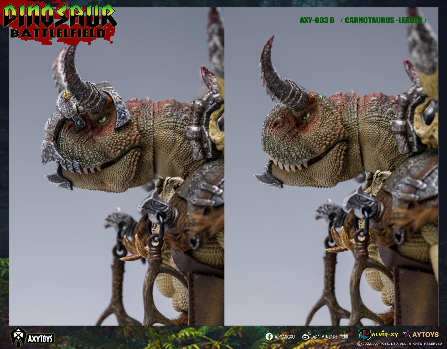 Dinosaur Battlefield Carnotaurus Leader - Green - 1/12 Scale Figure