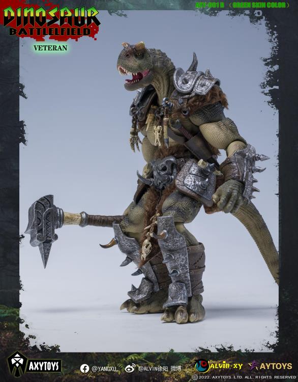 Dinosaur Battlefield Carnotaurus Warrior Veteran - Green - 1/12 Scale Figure