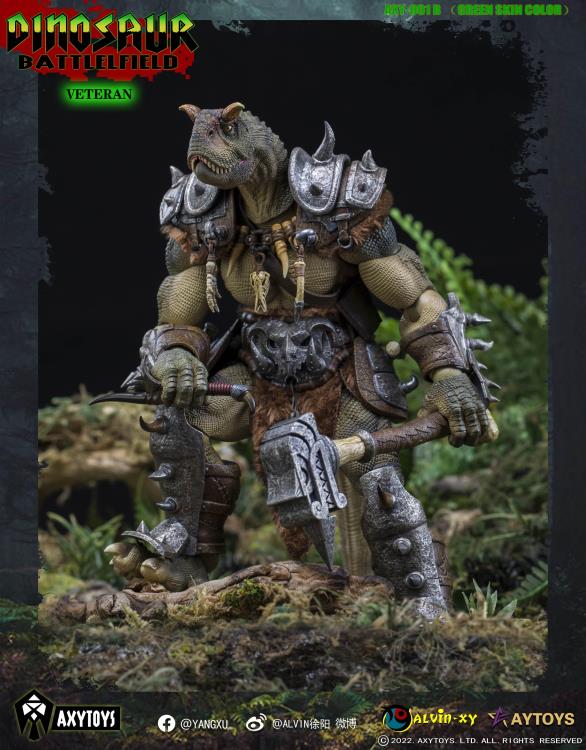 Dinosaur Battlefield Carnotaurus Warrior Veteran - Green - 1/12 Scale Figure