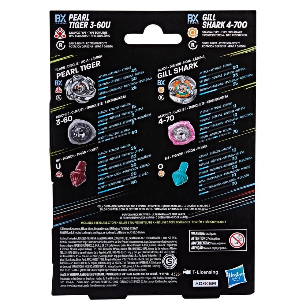 Beyblade X Gill Shark 4-70O & Pearl Tiger 3-60U Dual Pack