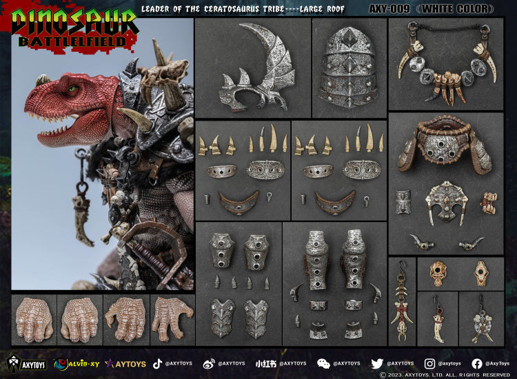 Dinosaur Battlefield - Carnotaurus Leader - White - 1/12 Scale Figure