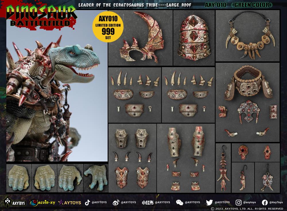 Dinosaur Battlefield Ceratosaurus Tribe Large Roof Limited Edition (Green Ver.) 1/12 Scale Figure